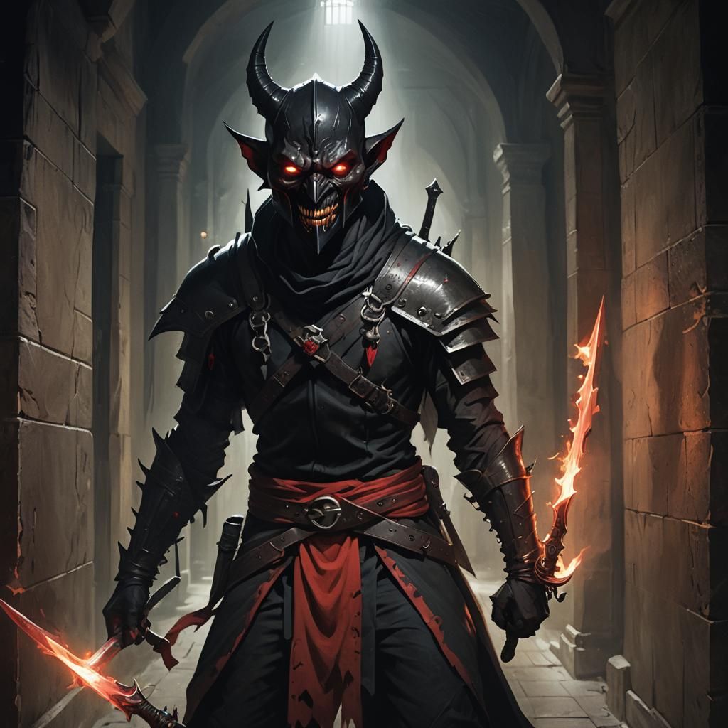 Ominous Dark Fantasy Demon with Rapier