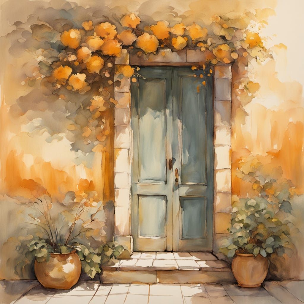 Warm Sunset Glow on Rustic Stucco Building