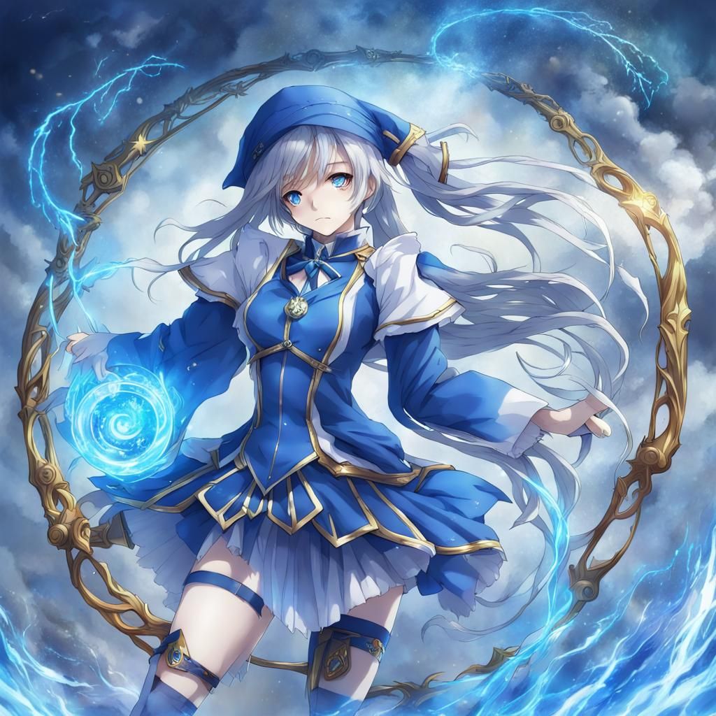 Blue Magical Cycle in Anime Style