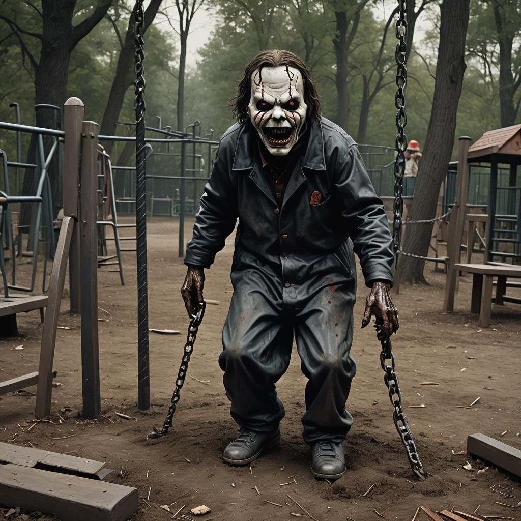 Sinister Children's Playground Horror Scene
