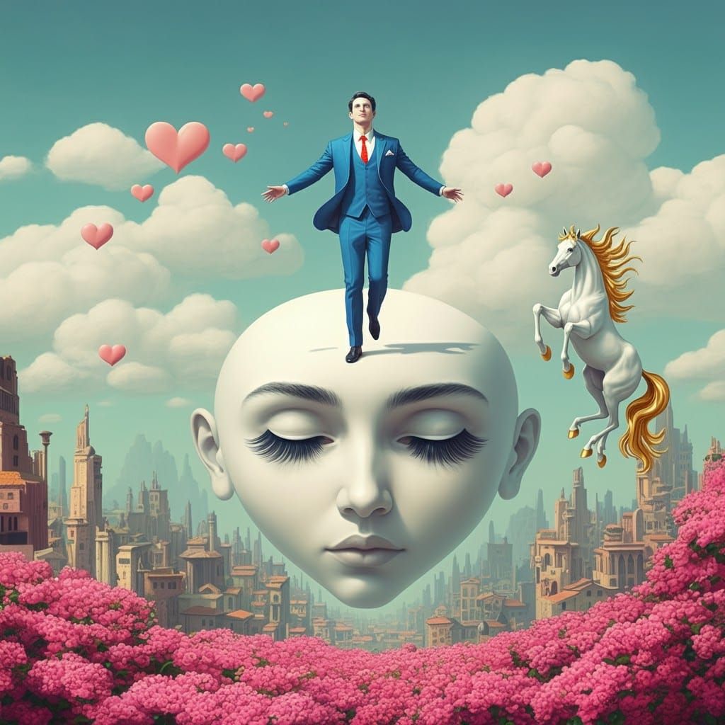 Fellini-esque Surreal Sky with Floating Head