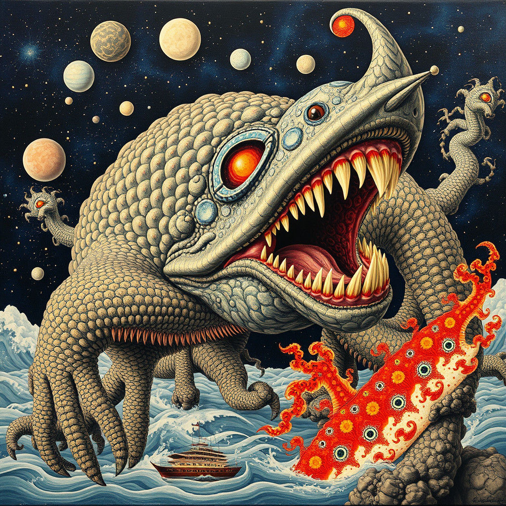 Anthropomorphic Topinambur in Surreal Ukiyo-e Style