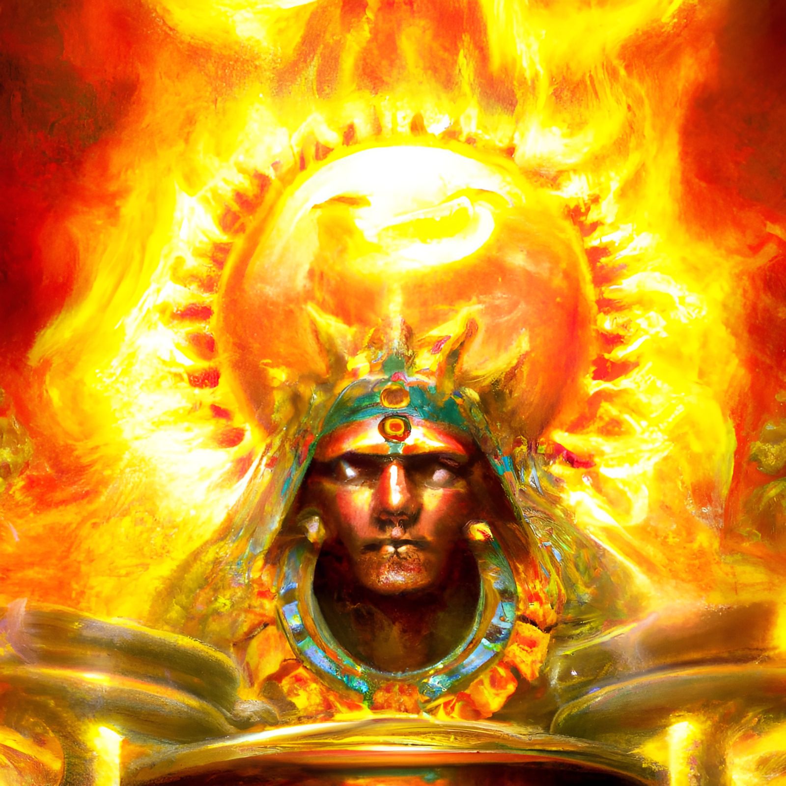 The Sun God Ra on Flaming Chariot