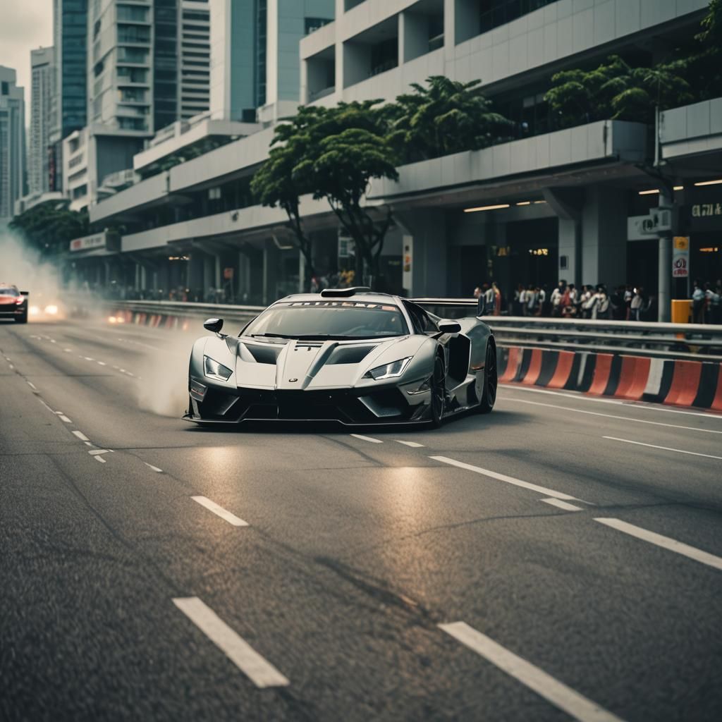Futuristic Car Race in Singapore: Cinematic Film