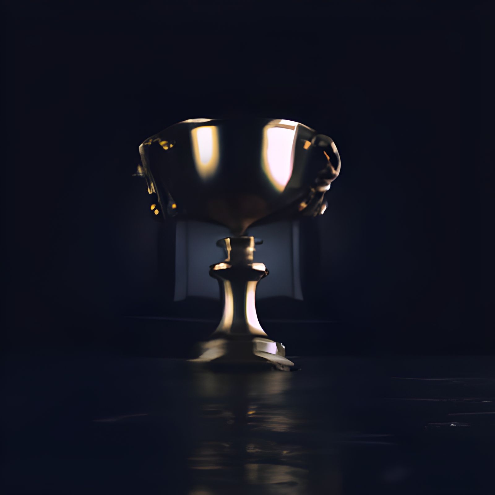 Gold Cup on Black Table: Digital Matte Painting