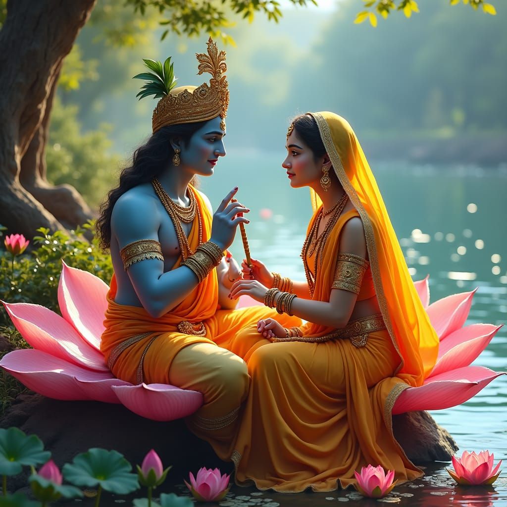 Radha Krishna Divine Talk by Yamuna in Fantasy Art