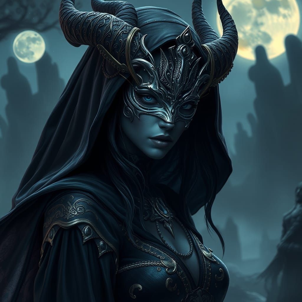 Mysterious Daemon in Moonlit Realm Concept Art