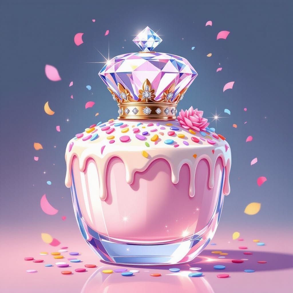 Birthday Cake Perfume Bottle With Diamond Crown