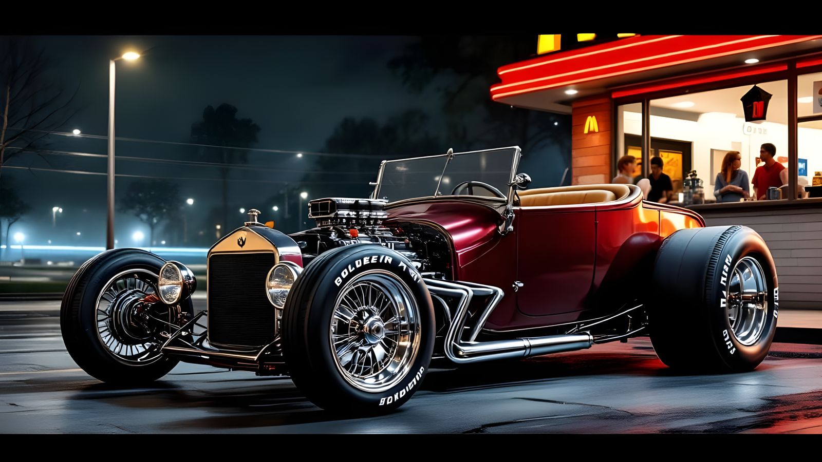 1960s Hot Rod at McDonald's: Photorealistic Rendering