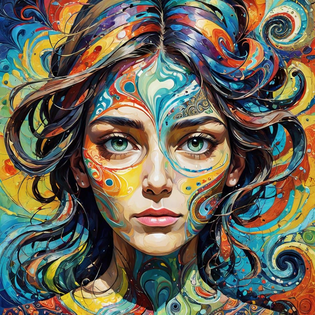 Vibrant Abstract Portrait of a Woman