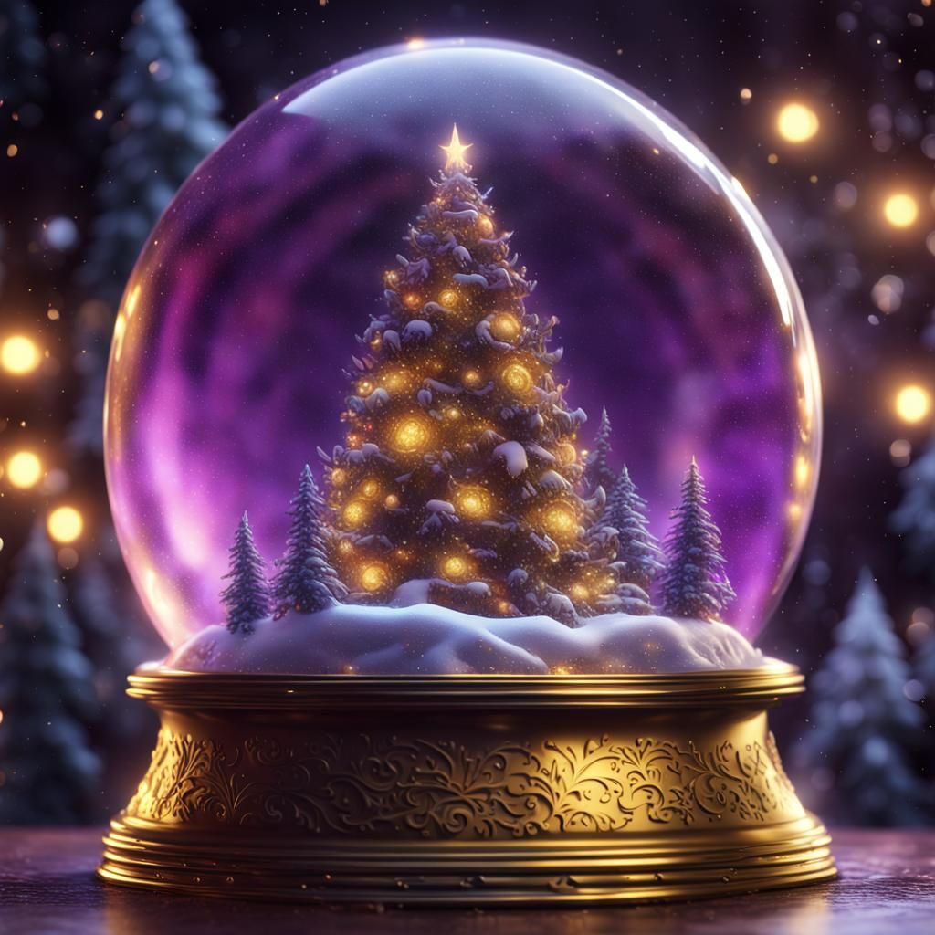Sparkling Snowglobe Christmas Tree: Dark Fantasy Art
