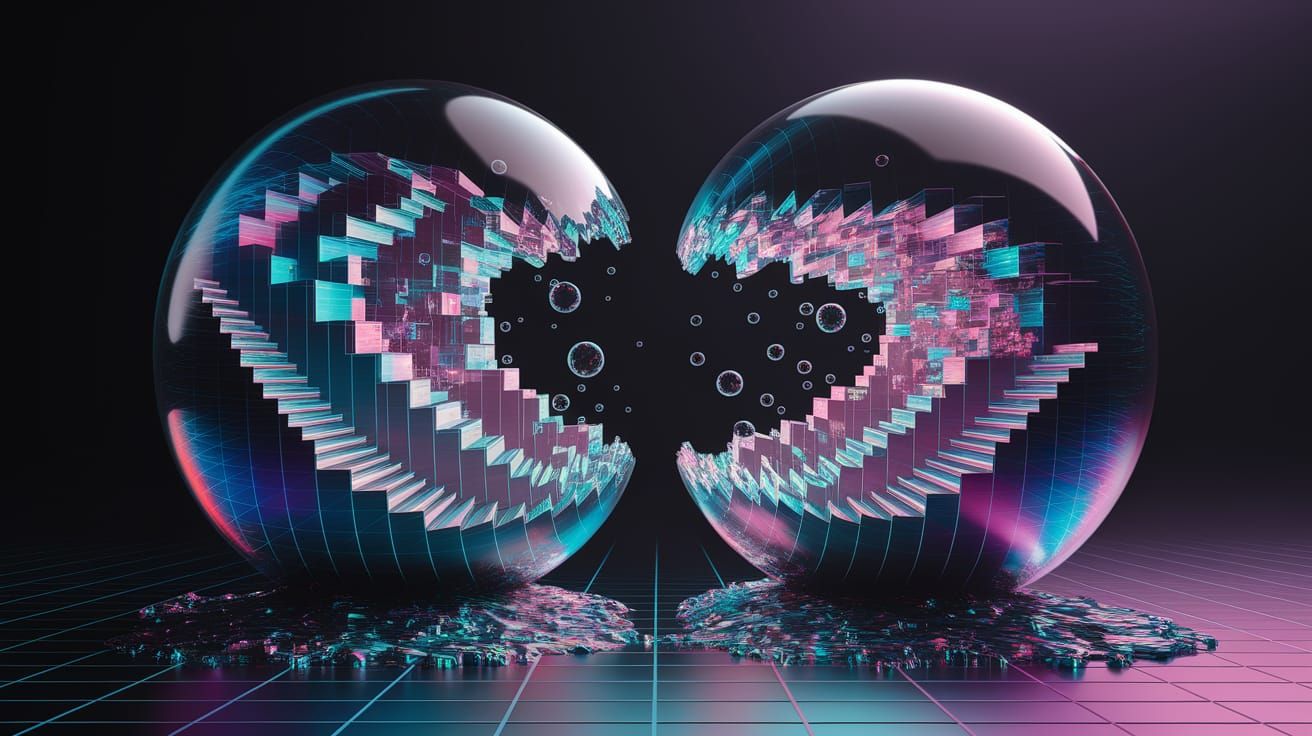 Fractured Bubble City: Surreal Architectural Digital Art