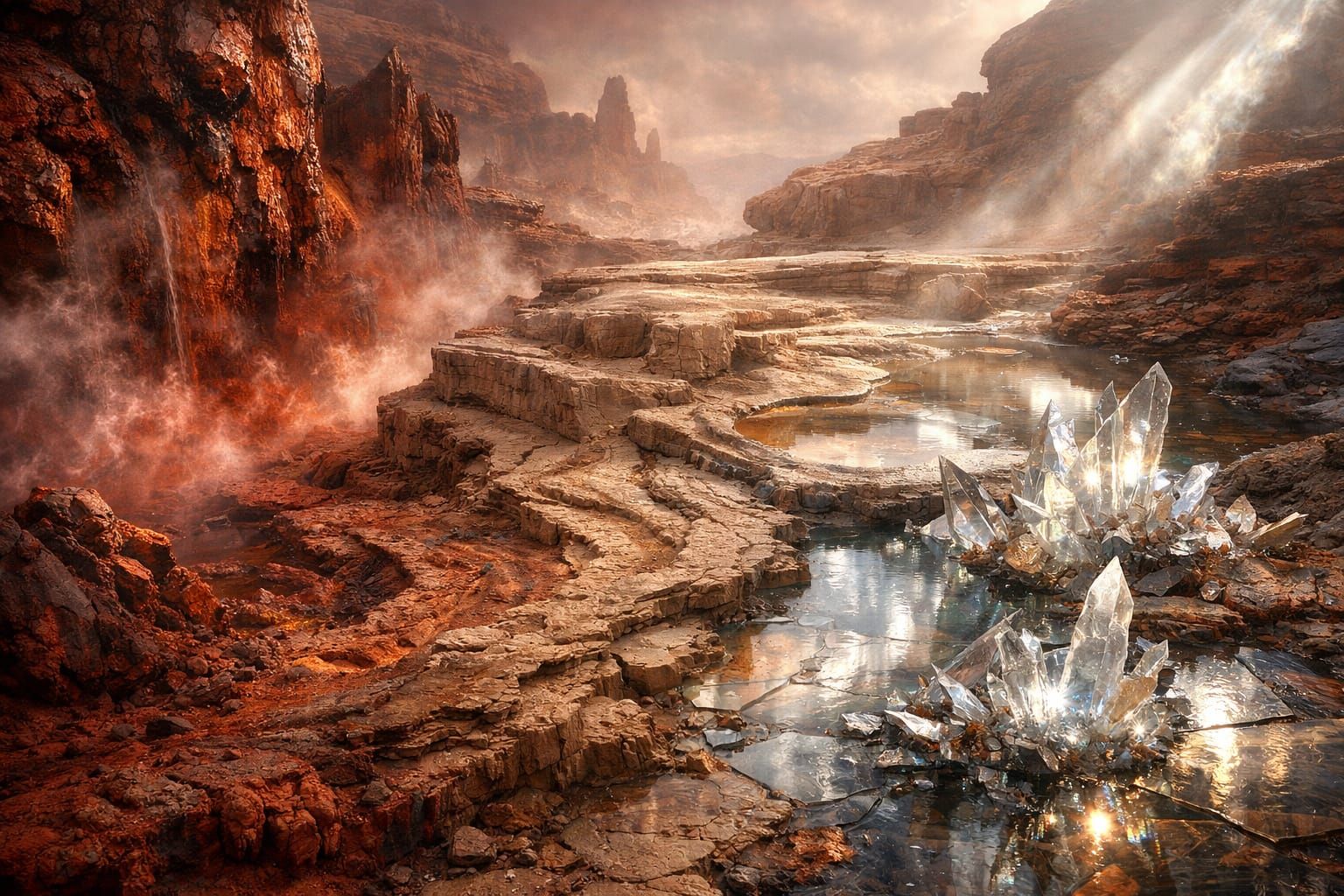 Time-Shaped Ferruginous and Argillaceous Landscape Panorama