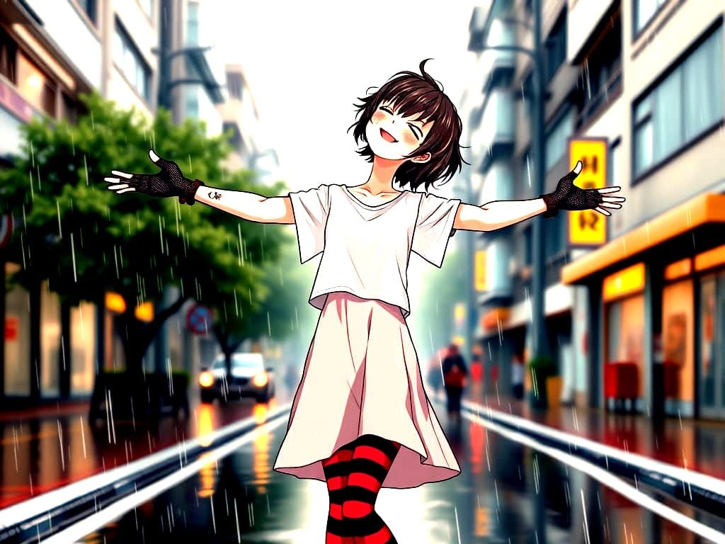 Goddess of Spring Rain in Vibrant Anime Style