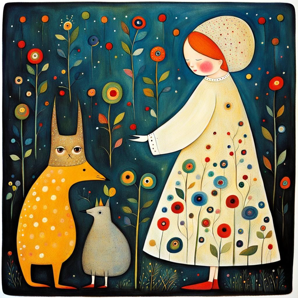 Whimsical Adorable Illustration in Fairytale Style