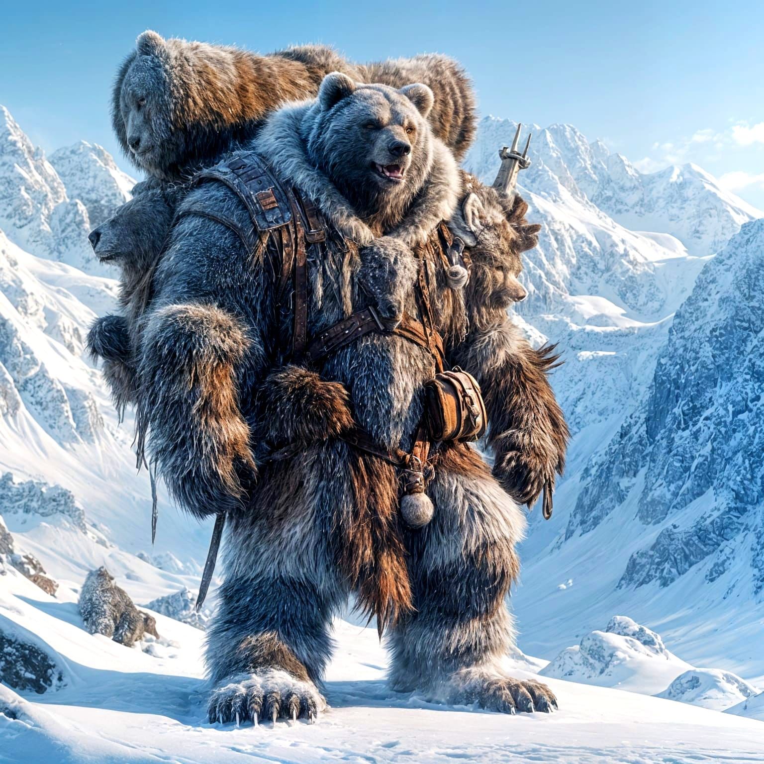 Fantasy Bear Adventurer in Snowy Wilderness