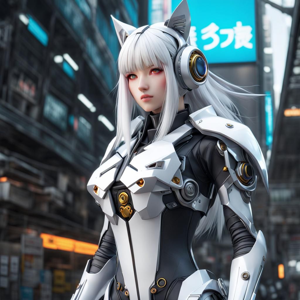 Girl in Futuristic Combat Suit, Anime Art