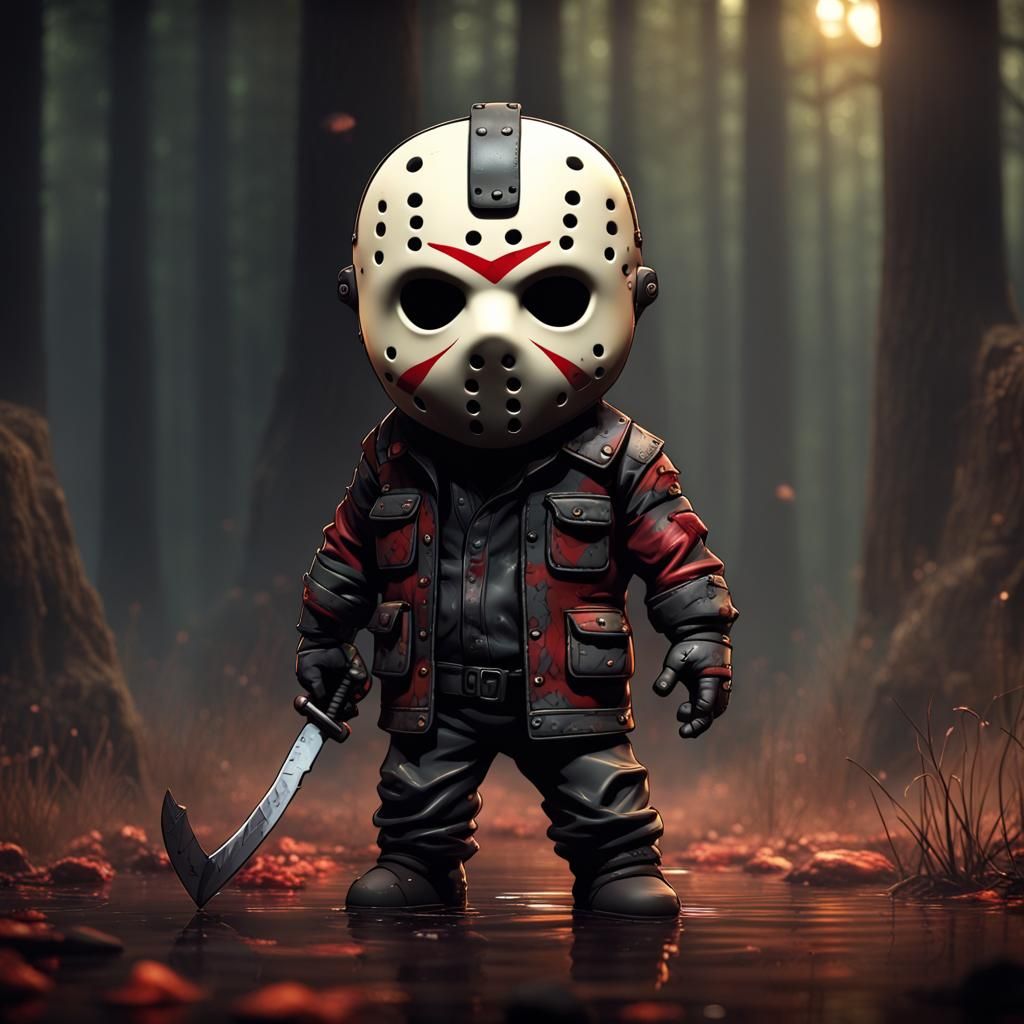 Chibi Jason Voorhees in Detailed Matte Painting