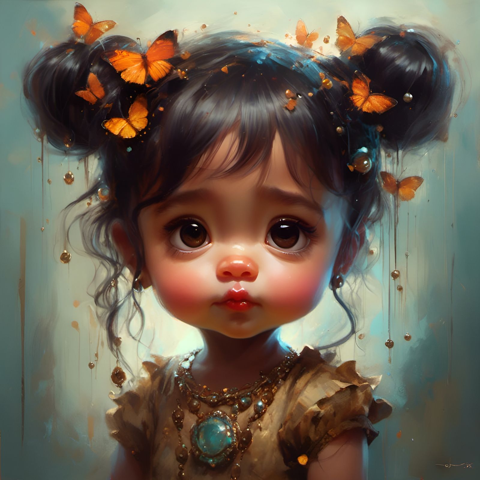 Adorable Character Design in Oil Painting Style