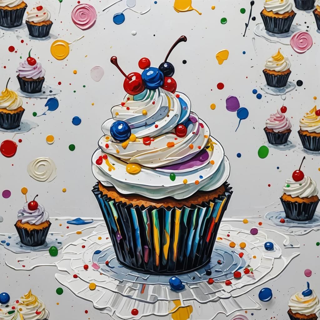 Delicious Cupcake Coloring Page in Expressionist Style