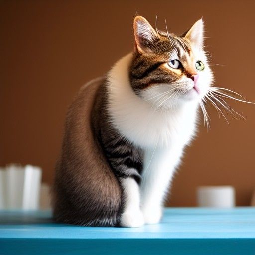 Cute Cat Meowing on a Table