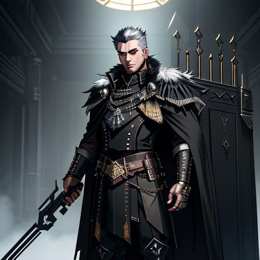 Cyberpunk Wolf Portrait in Prussian Military Uniform