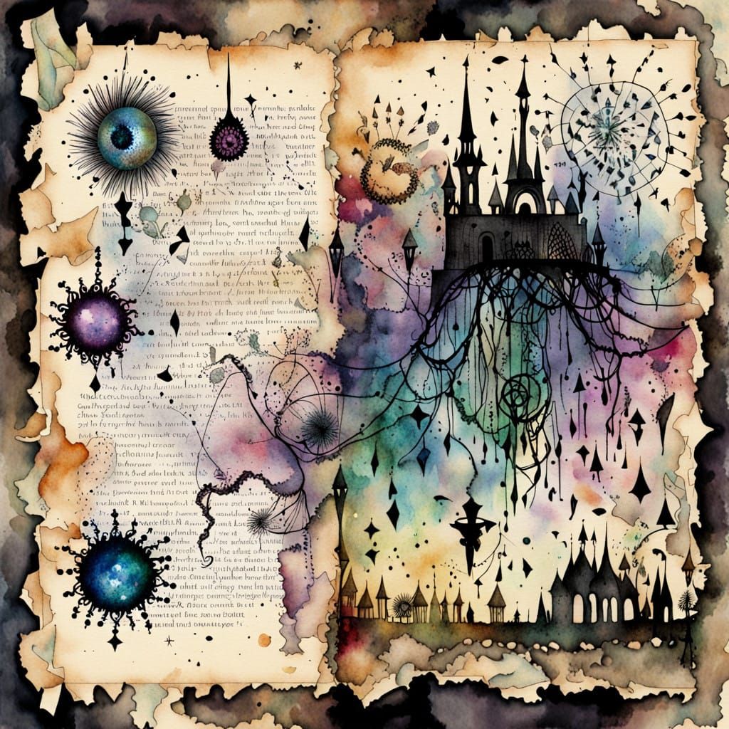 Gothic Watercolor Illustration of Alien Music Divinity