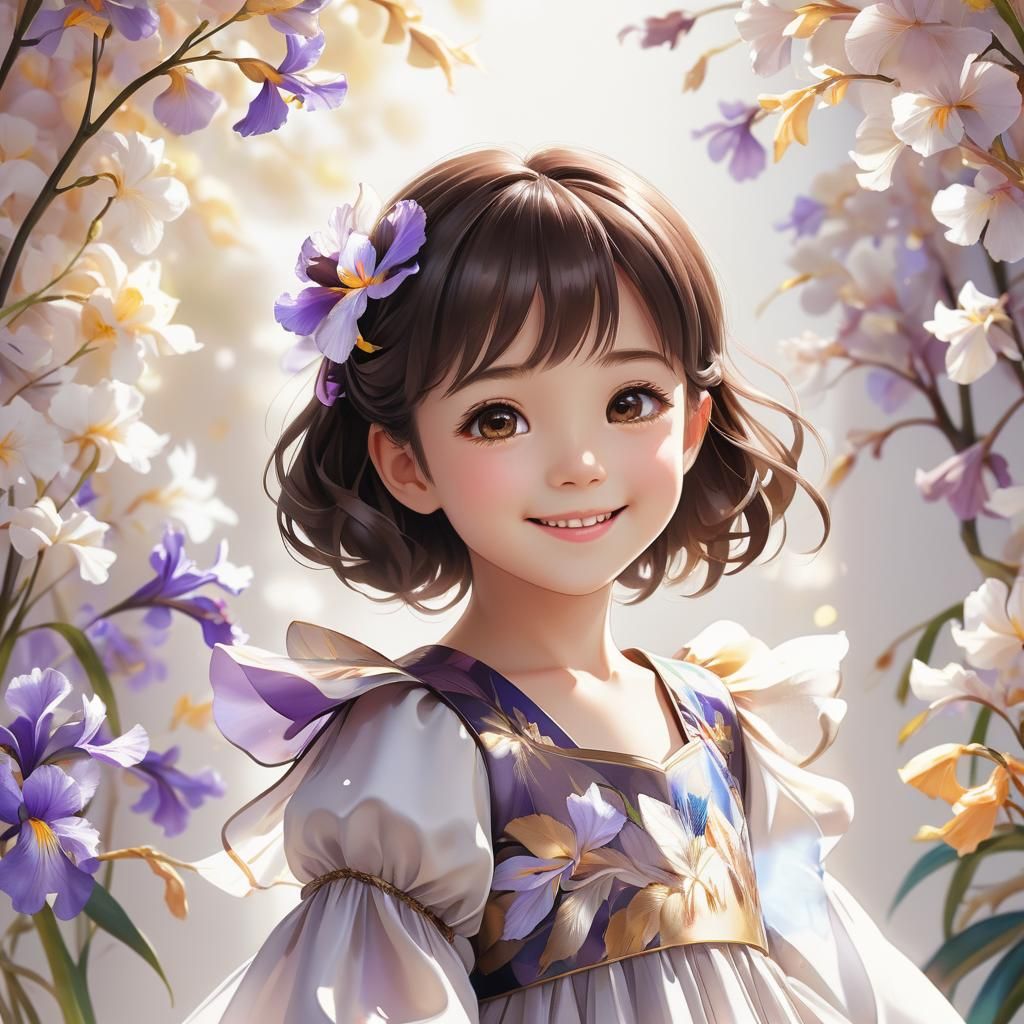 Anime Girl Portrait with Iris in Digital Art