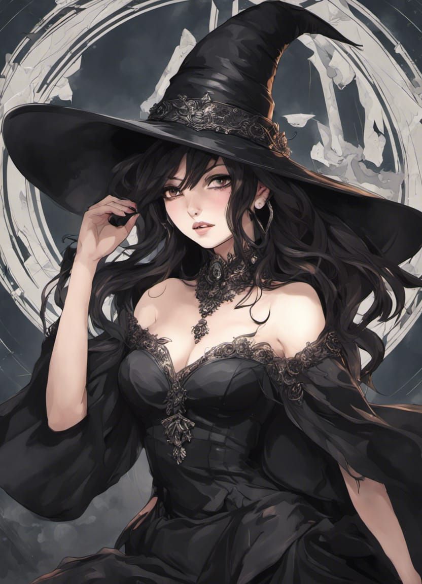 Anime Witch in Office with Detailed Matte Painting