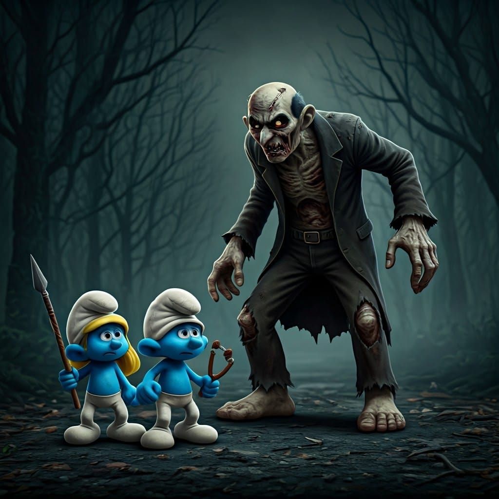 Brave Smurfs Battle the Undead Gargamel in a Dark, Eerie For...