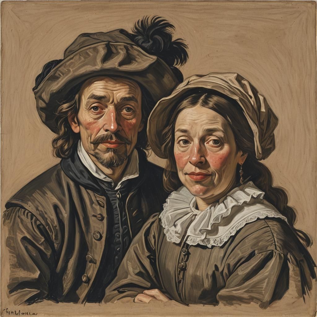 Portraits of a Man and Woman in Hals Style