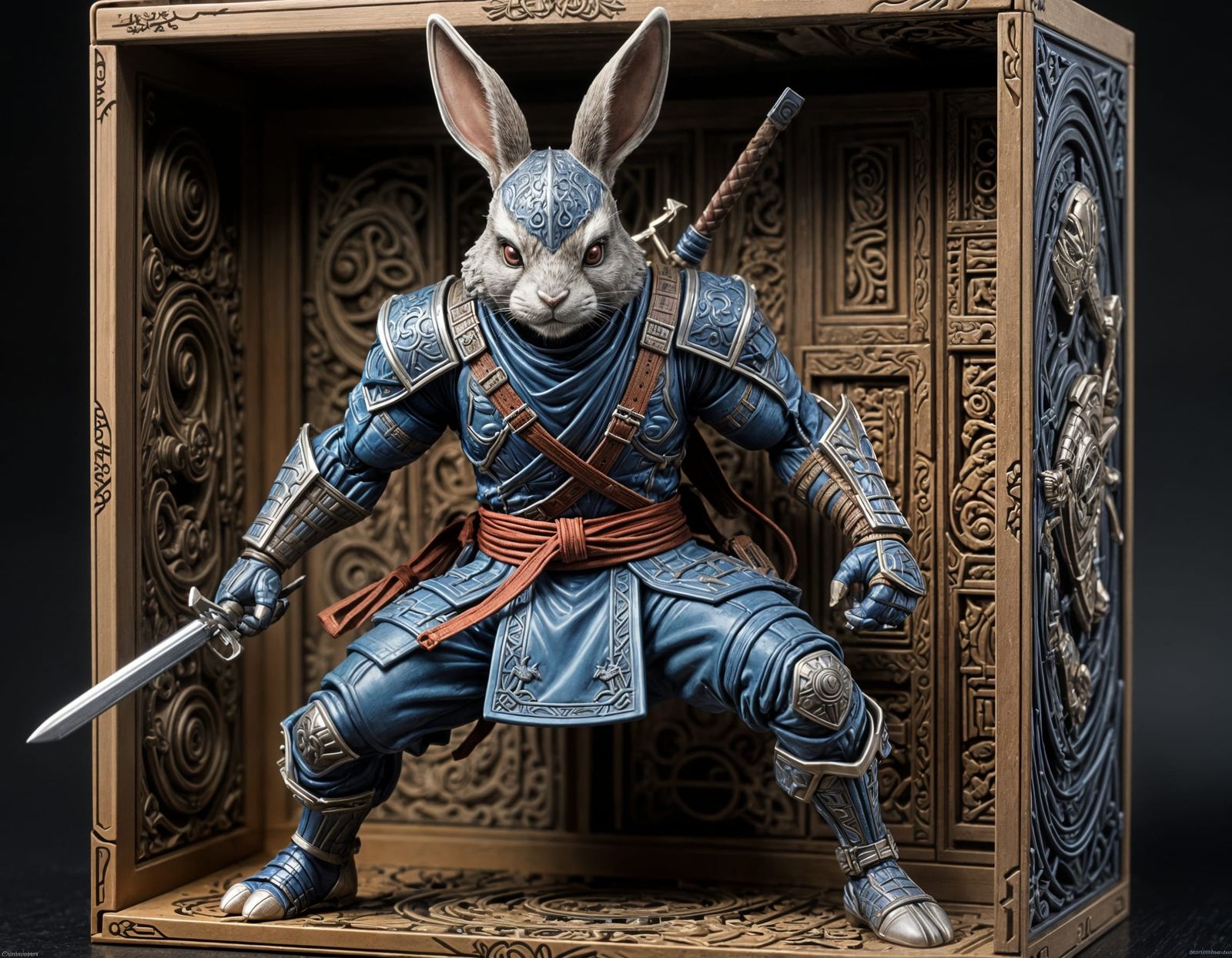 Hyperrealistic Rabbit Ninja Action Figure in Comic Book Art ...