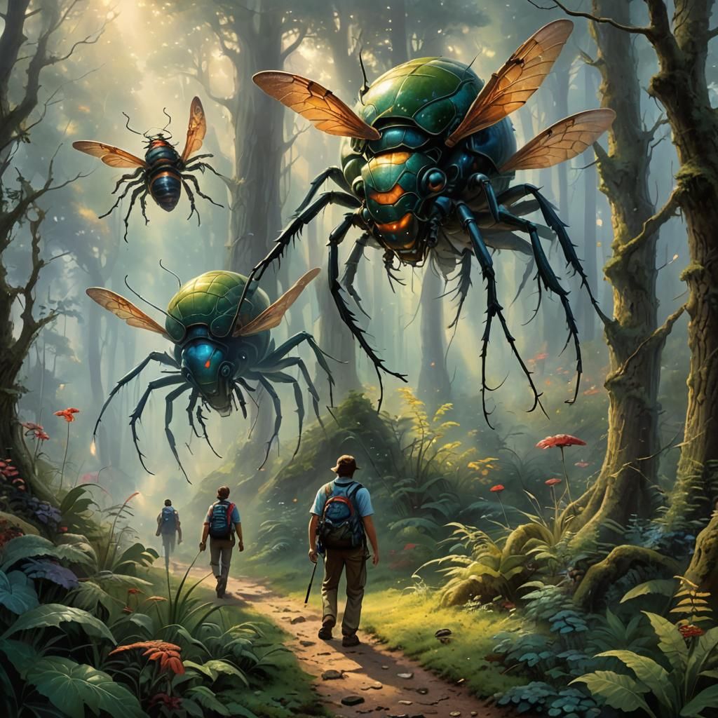 Adventurers in Ethereal Forest of Giant Bugs