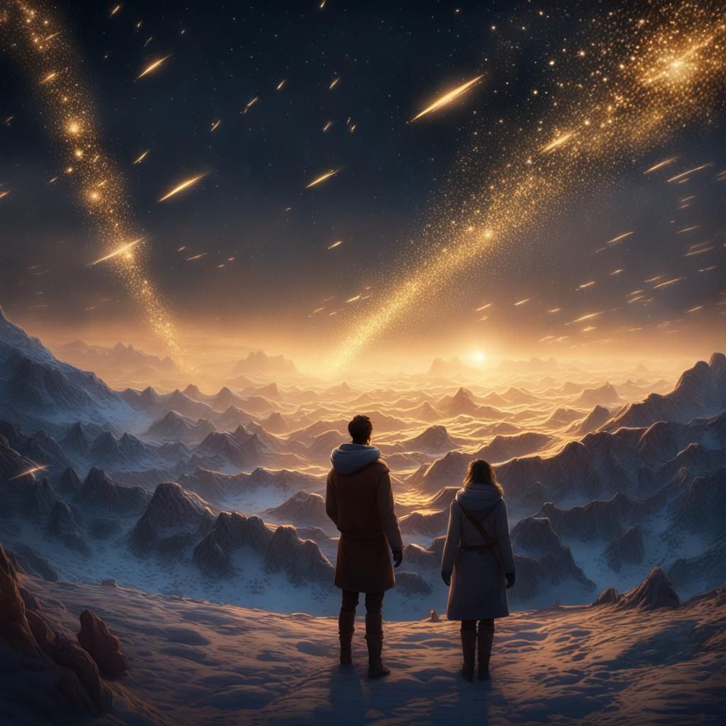 Peaceful Night Sky with Falling Stars