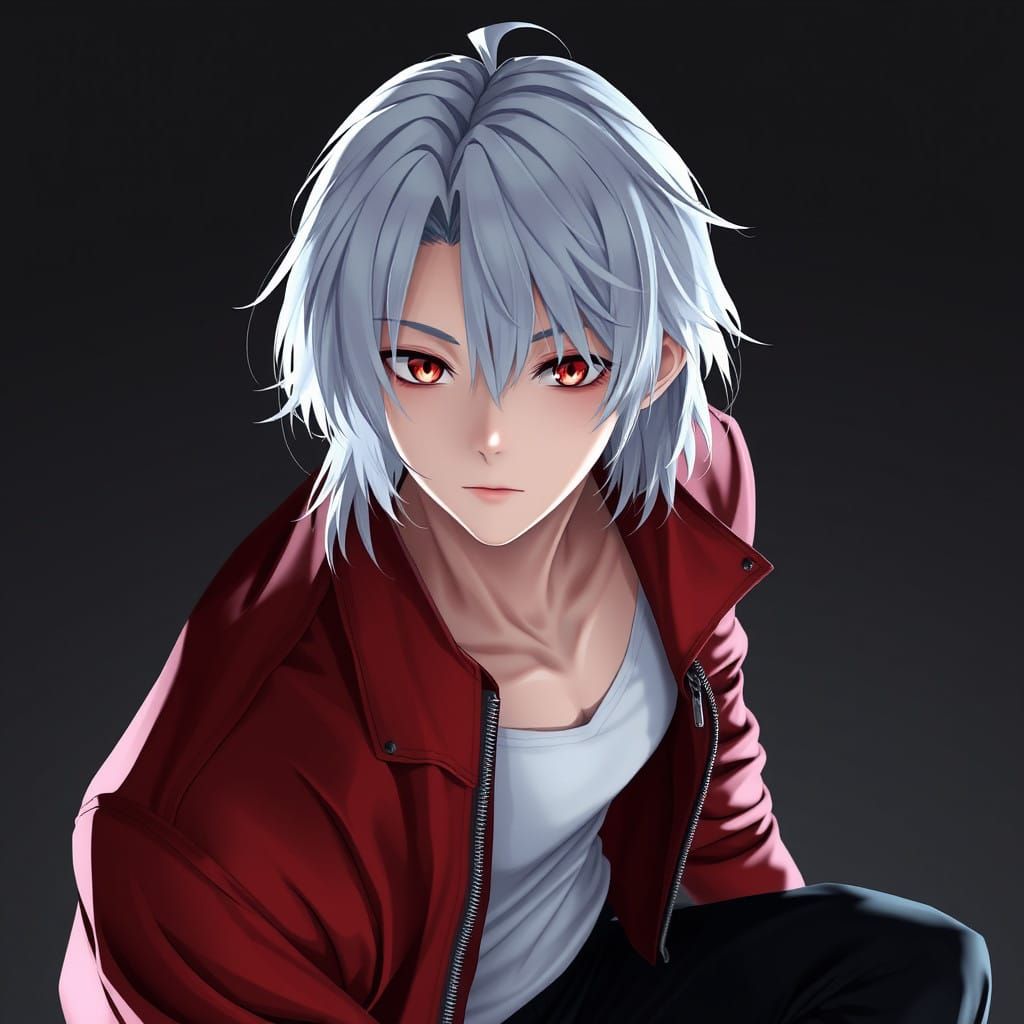 Anime-Inspired Man in Red Jacket with Stunning 8k Details