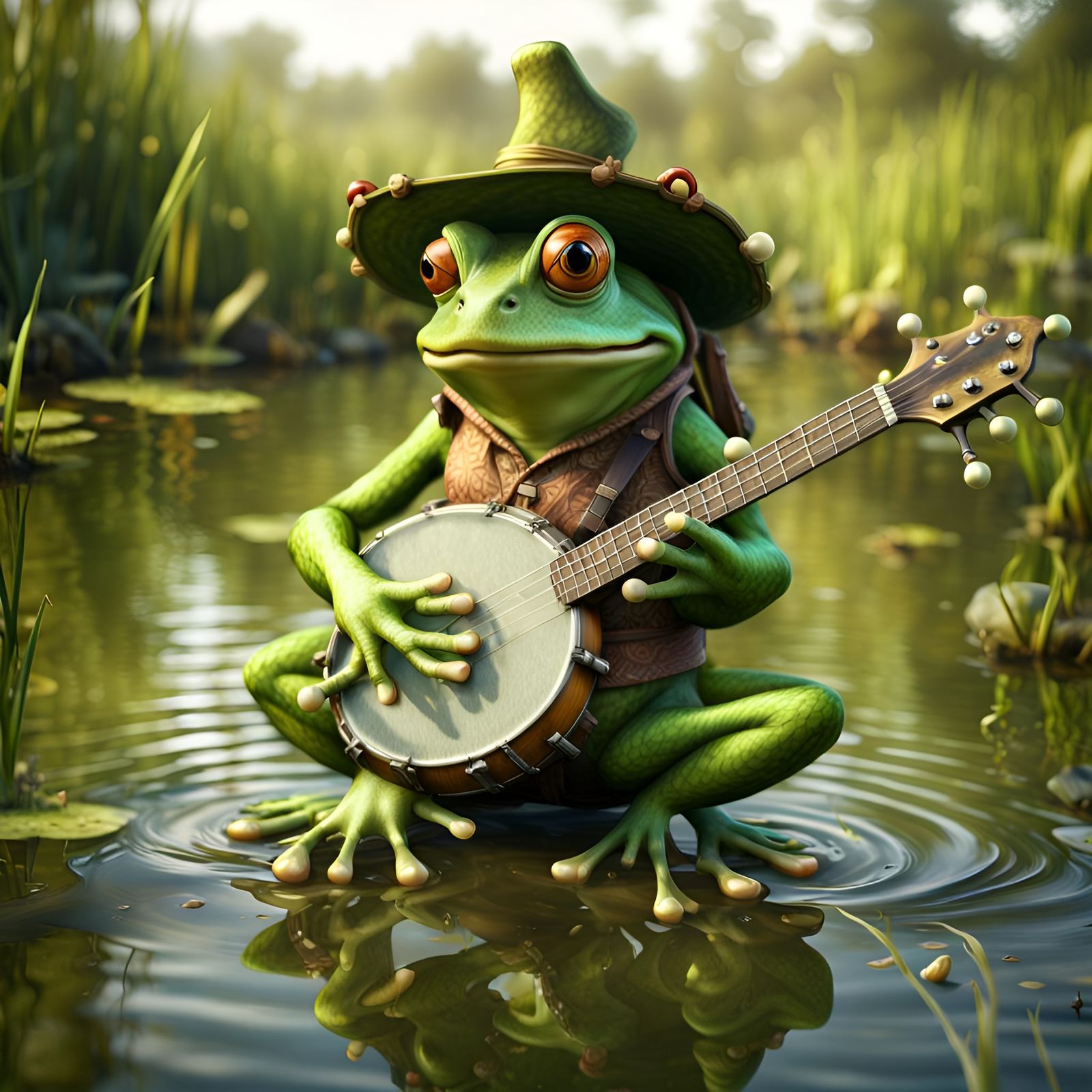 Banjo Playing in the Pond