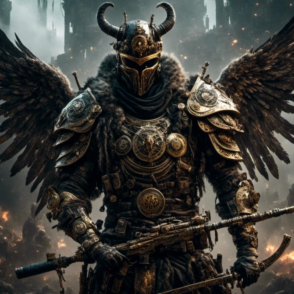 Glitched Steampunk Portrait in Pop Art Style