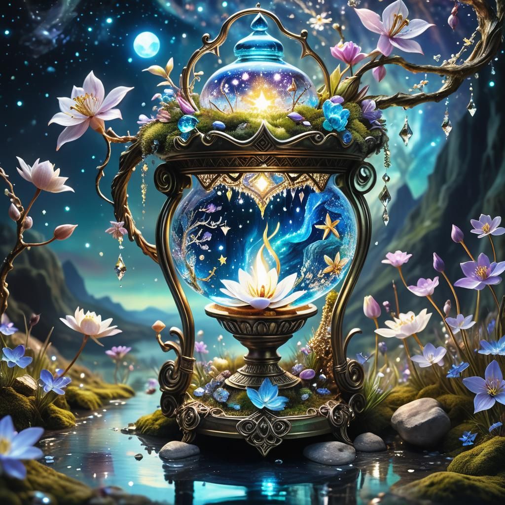 Starlit Spring Landscape Flows from Aladdin's Lamp