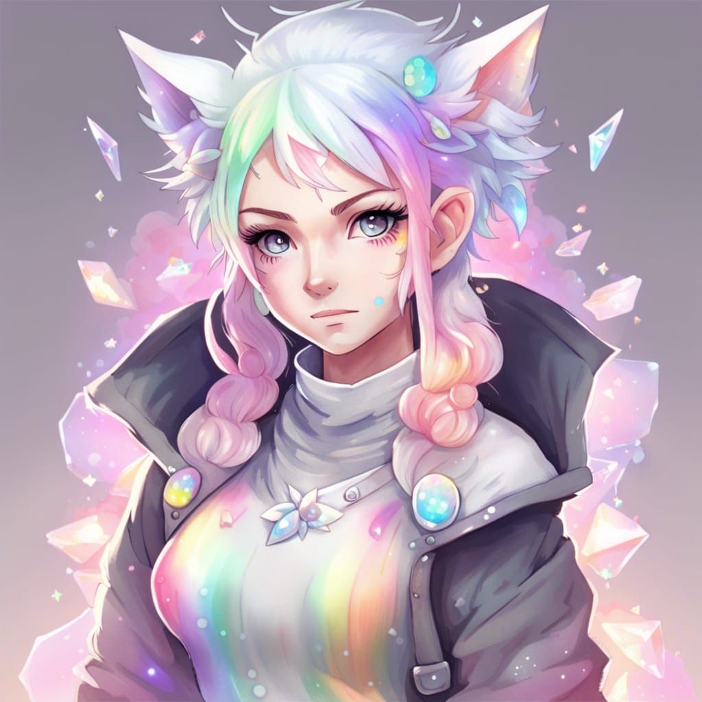 Anime Ninja Girl Portrait in Pastel Colors