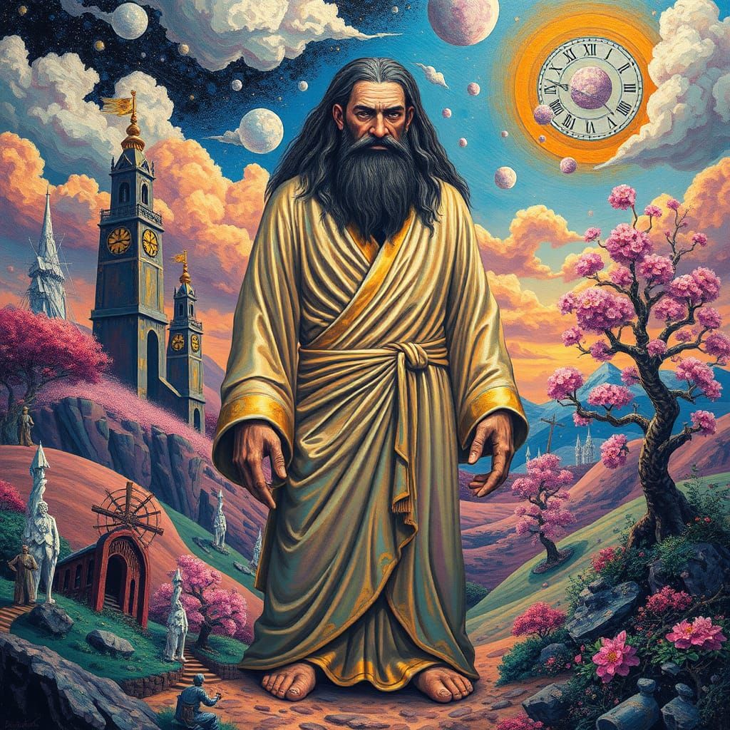 Gentle Titan in Surreal Dreamscape, Inspired by Dalí