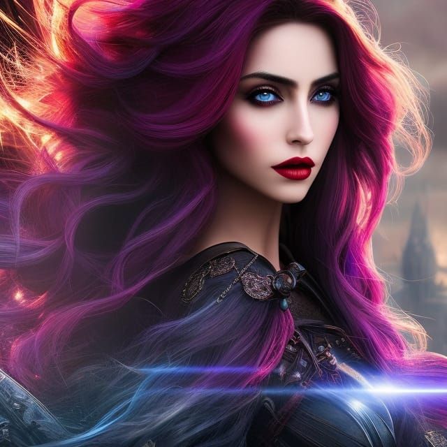 Gothic Enchantress with Flowing Hair in Fantasy Art