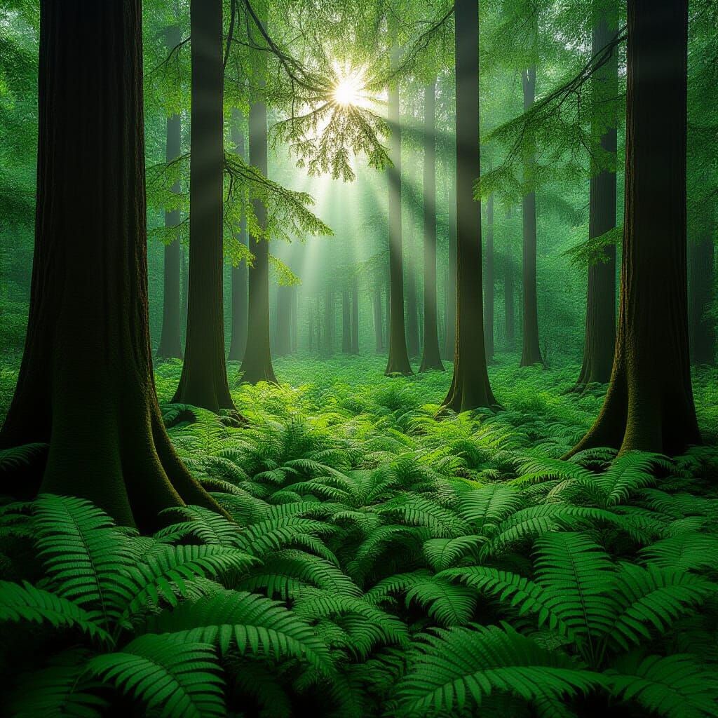 Hyperrealistic HDR Lush Green Forest Landscape