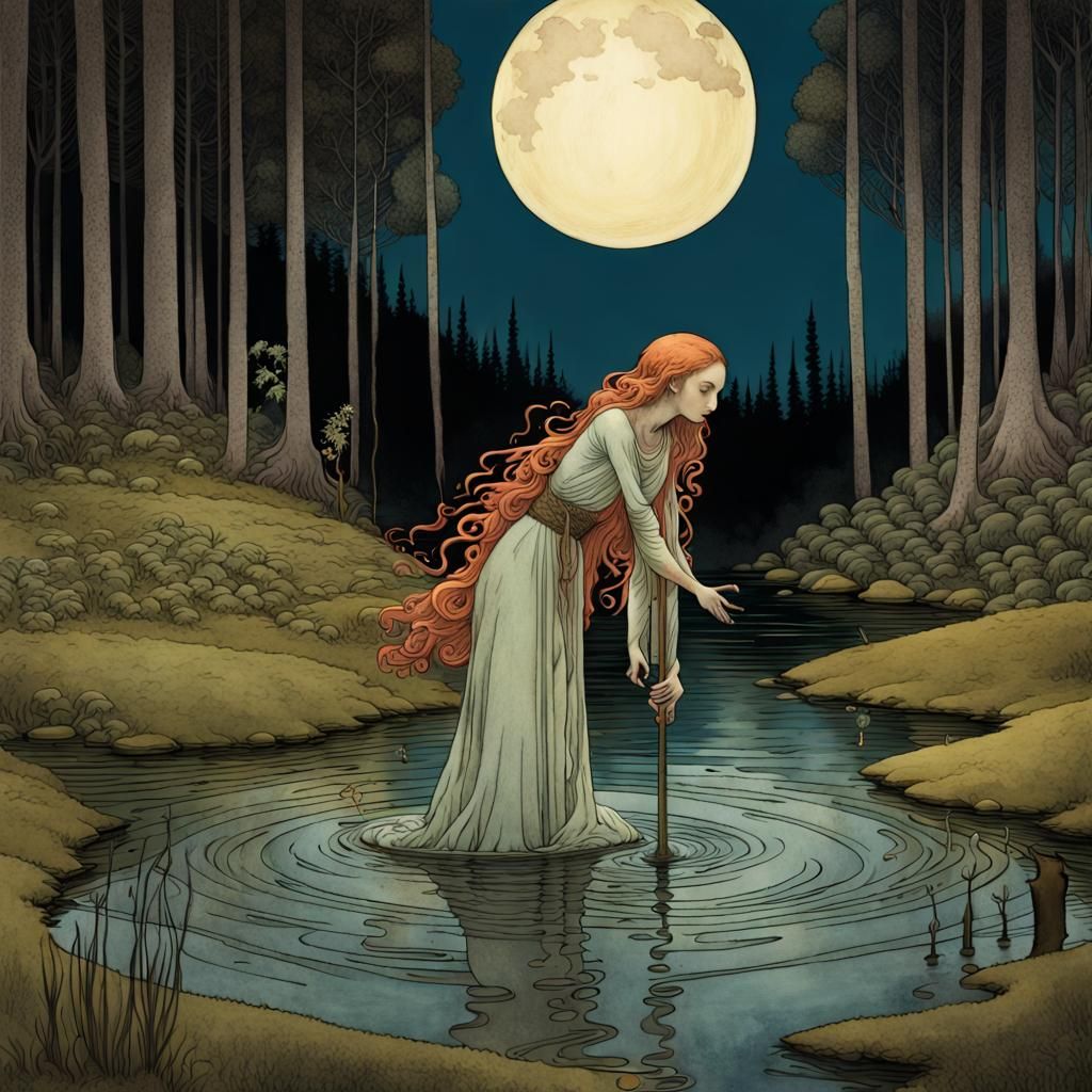 Witch Rescues Woman: Fantasy Art in Bold Colors