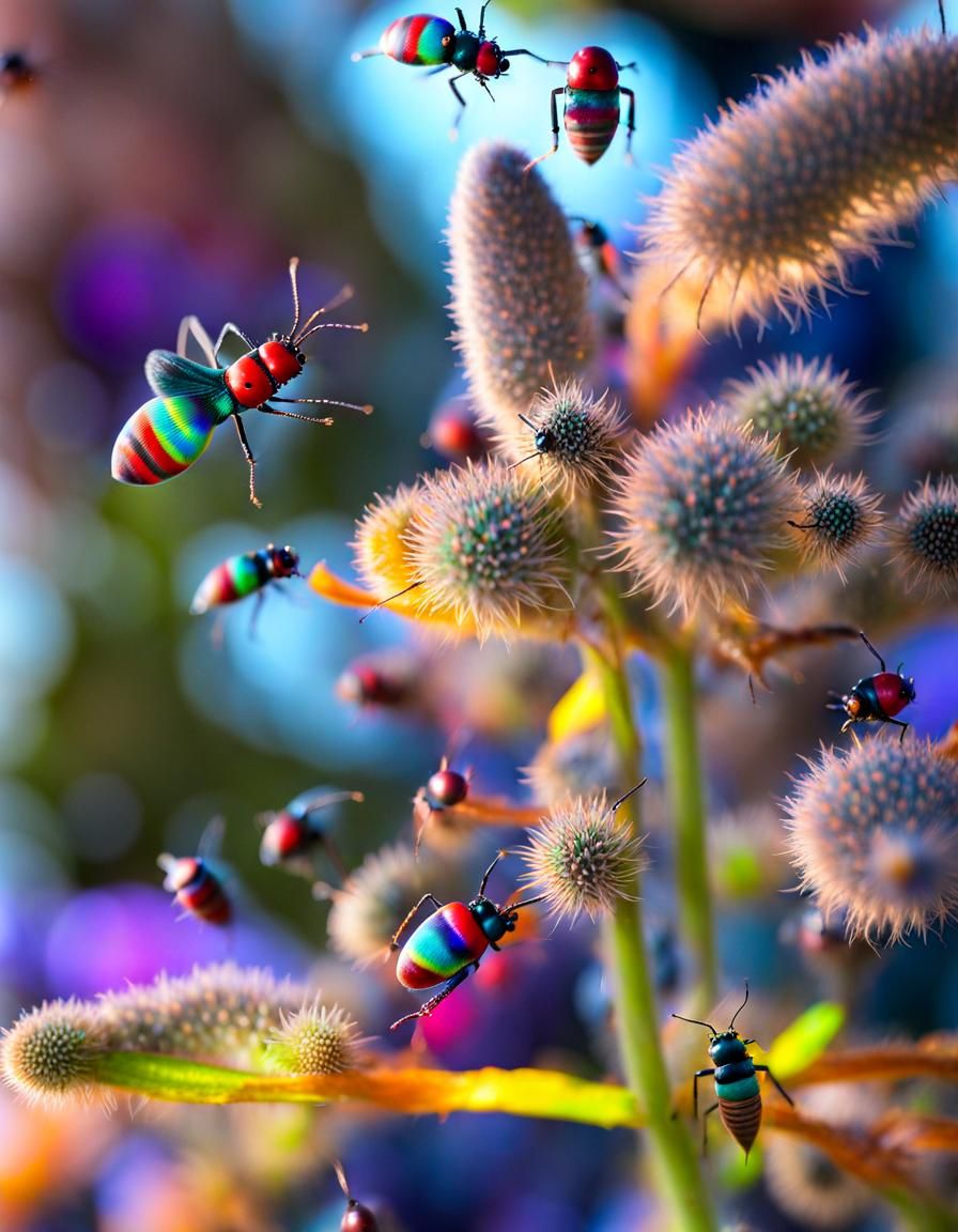 Colorful Alien Bugs in Motion Blur
