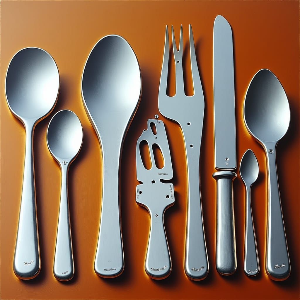 Surreal Steel Utensils in Industrial Aesthetic