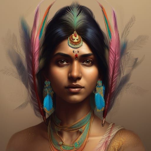 Indian Woman Portrait in Digital Art Style