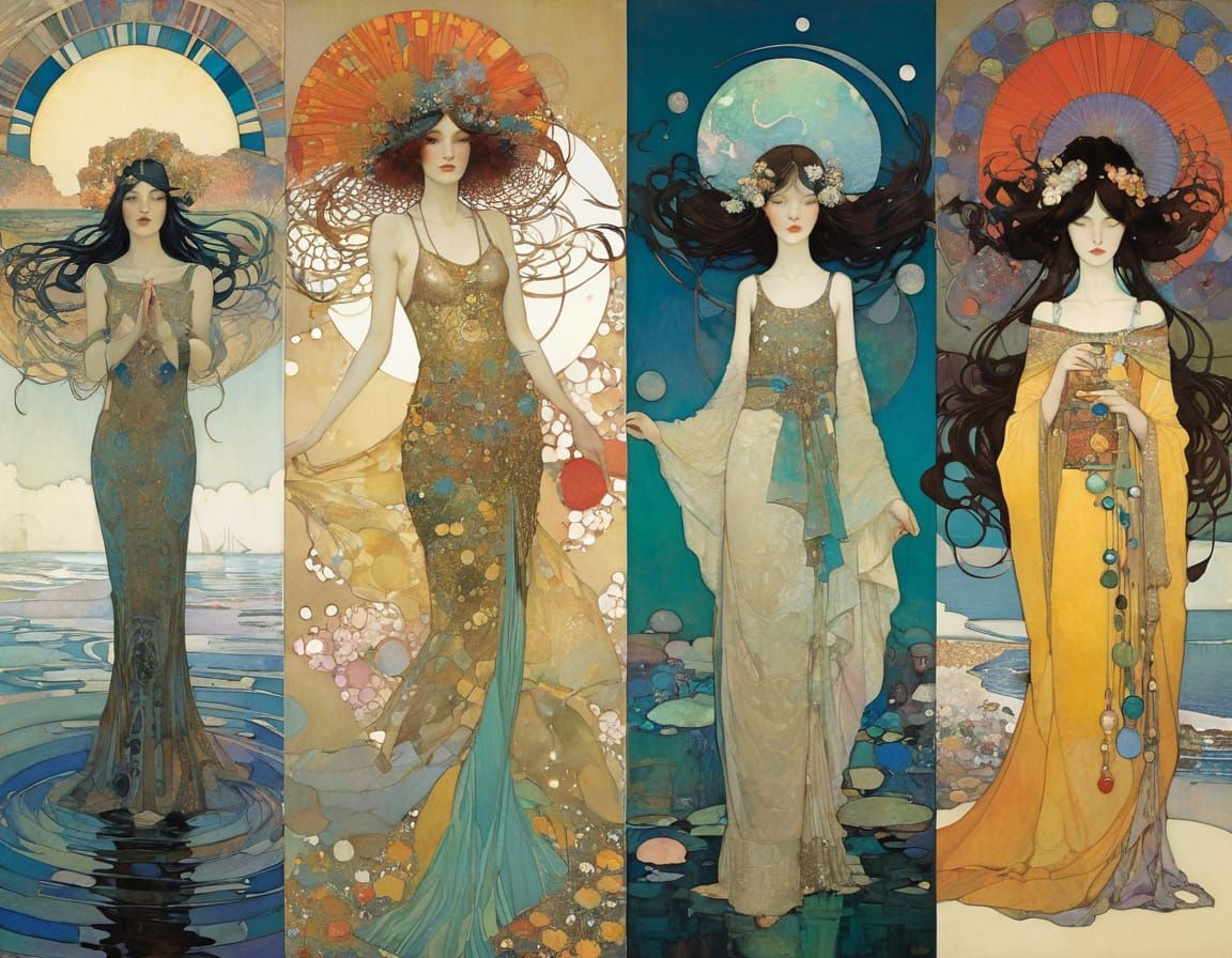 Ocean Flower in Art Nouveau Style