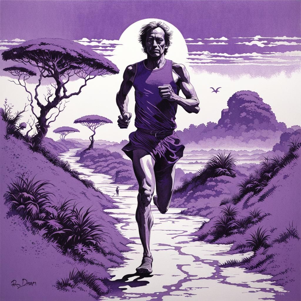 Runner Portrait in Violet Tones, Roger Dean Style