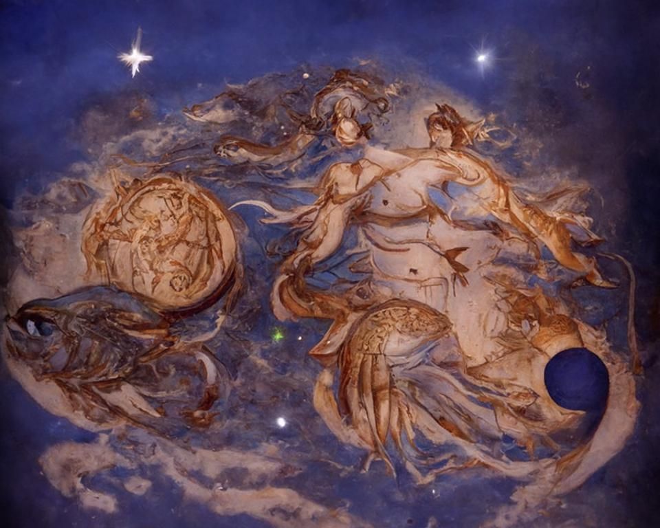 Astrological Allegory of Pisces and Libra in the Sky