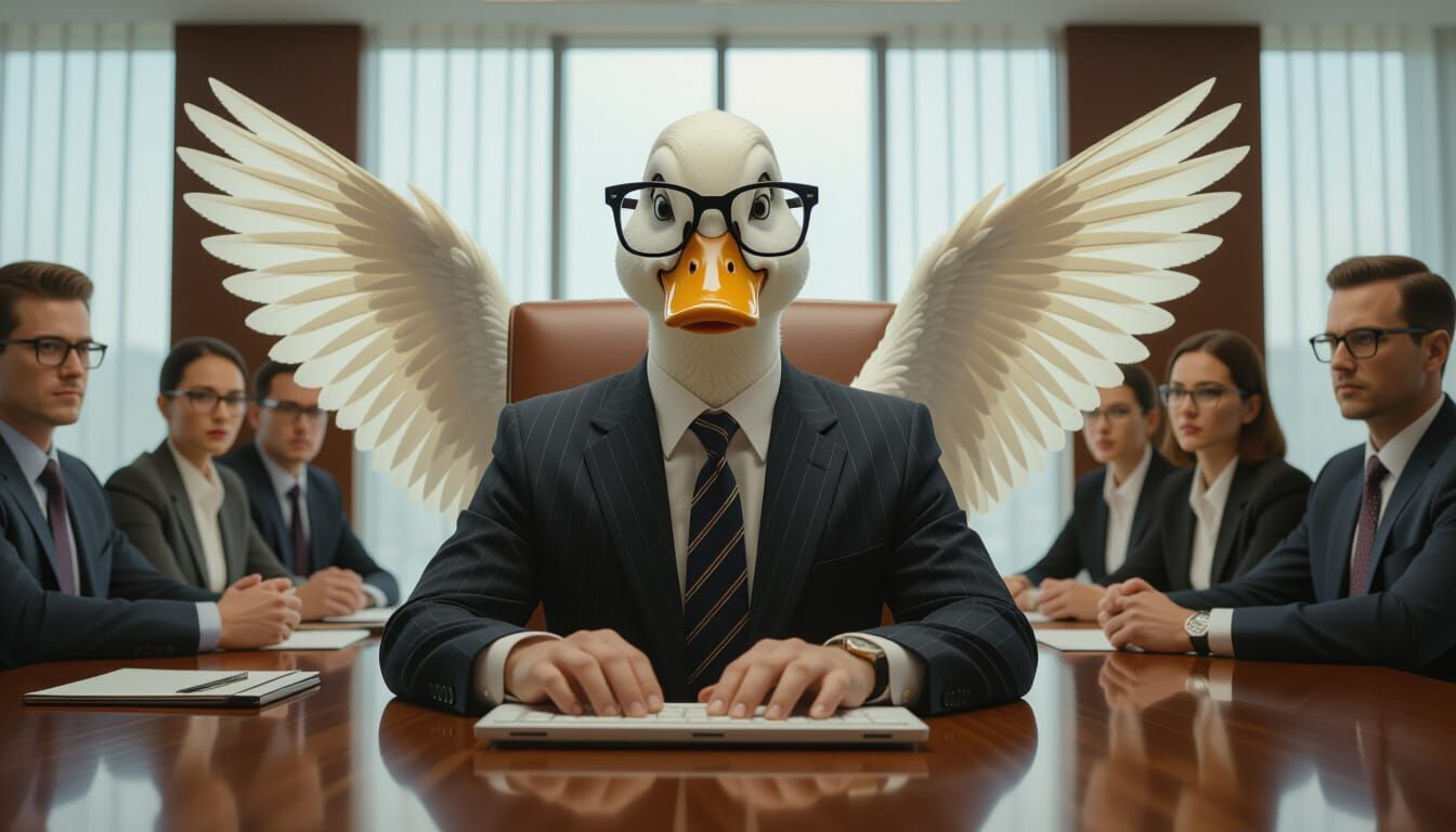 Duck CEO in Boardroom: 8K Photo Realism